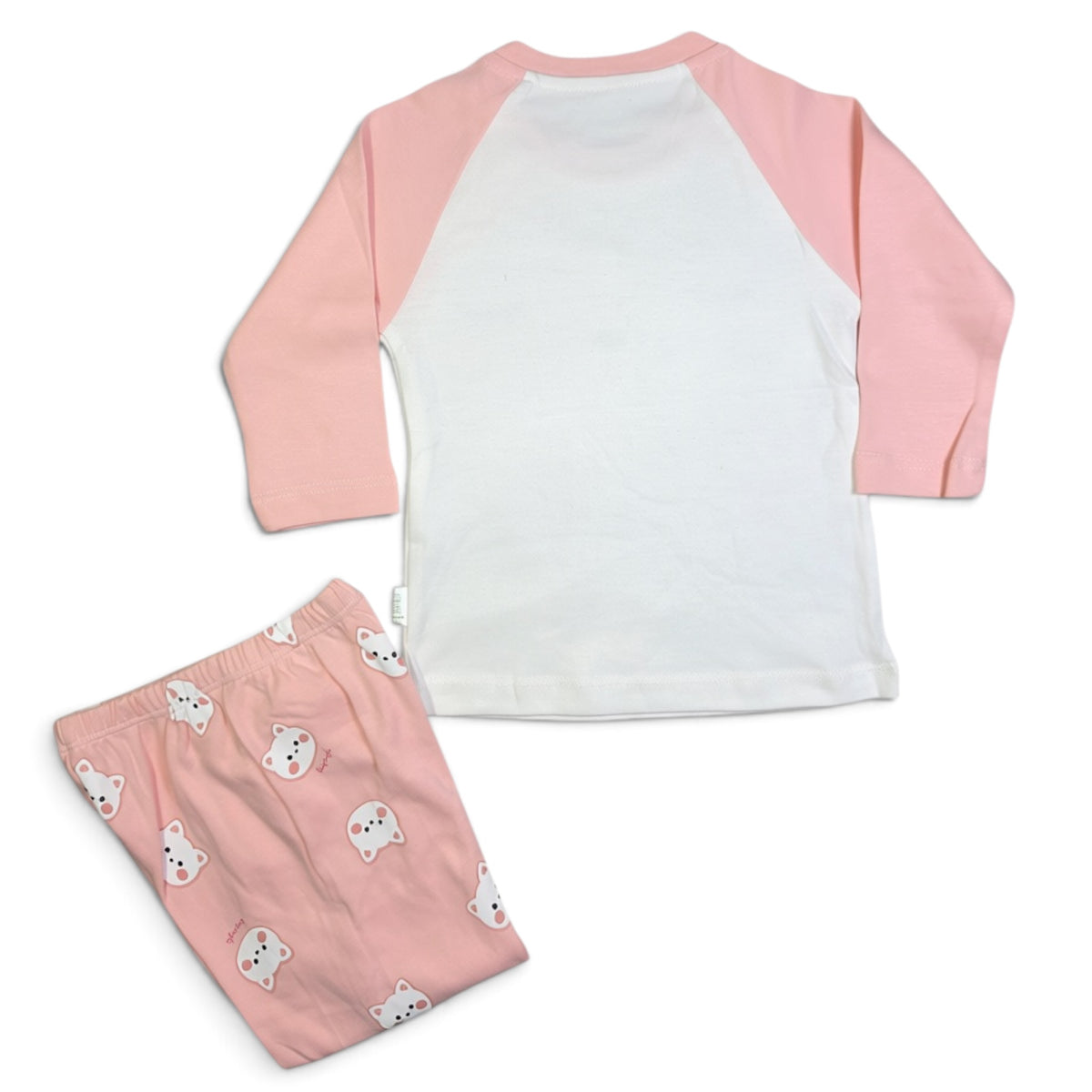 Sleeping Kitty Cotton Pajama Set - Pink