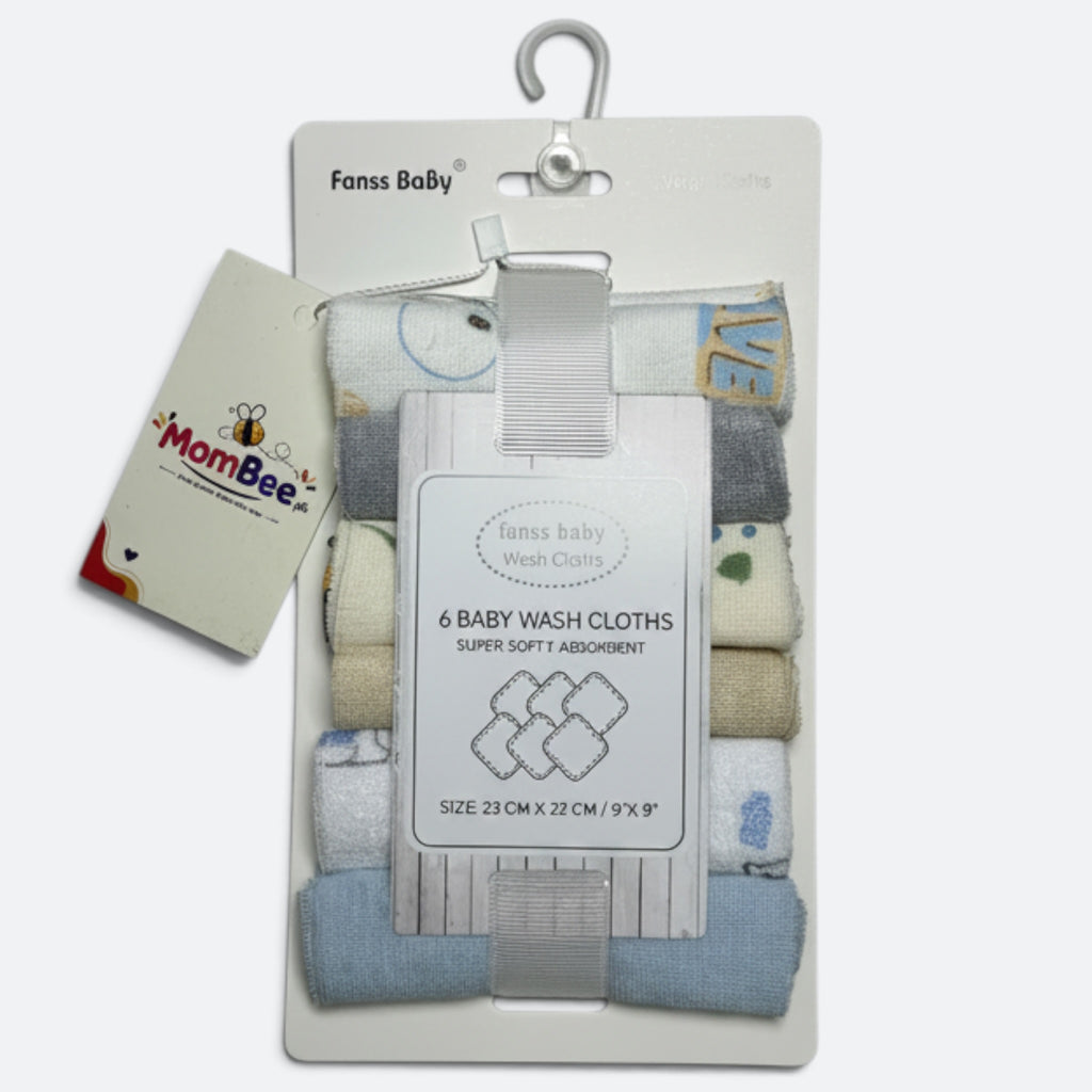 6-Piece Super Soft Cotton Baby Washcloth Set
